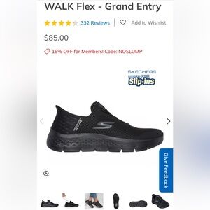 SKECHERS Women's Go Walk Flex Hands Free Slip-Ins. 124836/BBK Size